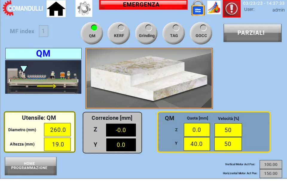 Programming of the thickness calibration